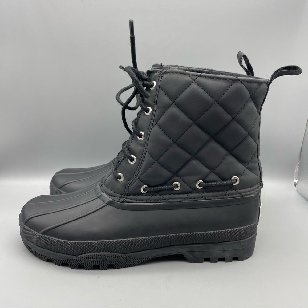 Sperry Gosling Duck Rain Boots Women’s Size 8 Black Quilted Waterproof STS83693